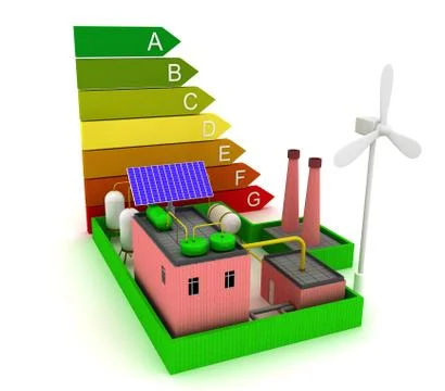 Energy efficient factory. Stock Illustration