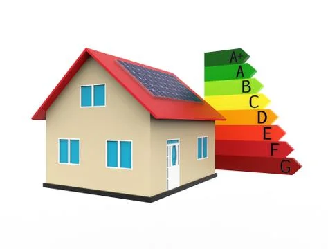 Energy efficient house, 3d rendering Stock Illustration