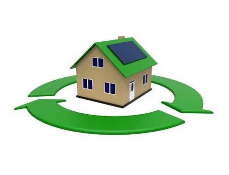 Energy efficient house, 3d rendering Stock Illustration