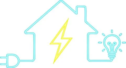 Energy efficient house concept with light bulb, plug and lightning bolt icon. Иллюстрация