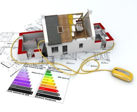 Energy efficient housing project Stock Illustration