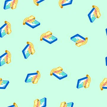 Energy efficient isometric icon seamless pattern Stock Illustration