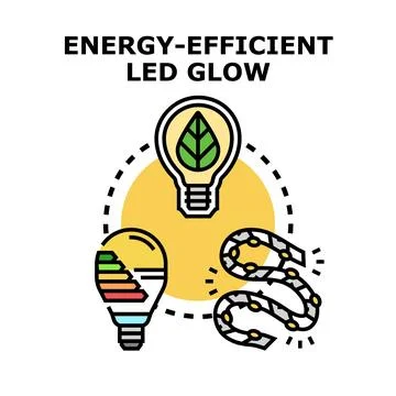 Energy efficient led glow concept light bulbs Stock Illustration