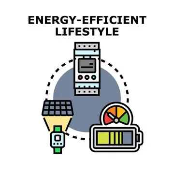 Energy efficient lifestyle concept saving power Stock Illustration