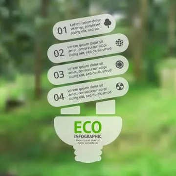 Energy efficient light bulb. Vector green eco infographic. Ecology diagram Stock Illustration