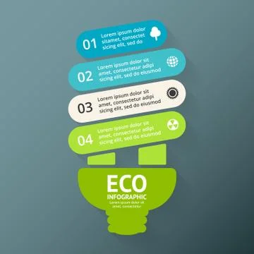 Energy efficient light bulb. Vector arrows green eco infographic. Ecology Stock Illustration