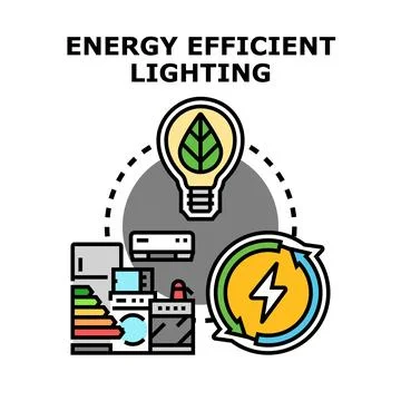 Energy efficient lighting and appliances saving concept Stock Illustration
