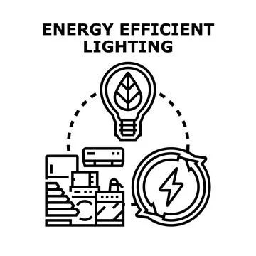 Energy efficient lighting and appliances saving concept Stock Illustration