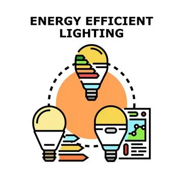 Energy efficient lighting concept saving electricity Stock Illustration