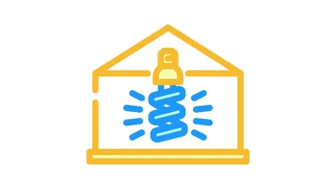 Energy efficient lighting green building color icon animation Stock Footage 327260449