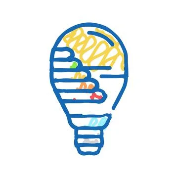 Energy efficient lighting green building icon doodle illustration Ilustración de archivo