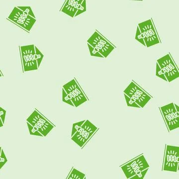 Energy efficient lighting green building glyph vector seamless pattern Stock Illustration