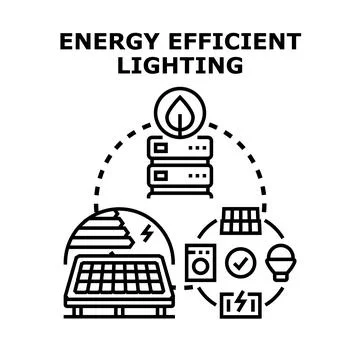Energy efficient lighting system concept technology Stock Illustration