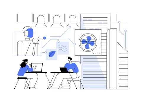 Energy-Efficient Office HVAC Systems abstract concept vector illustration. Stock Illustration