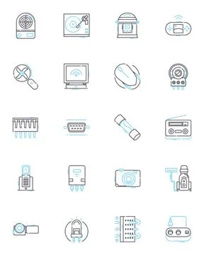 Energy-efficient products linear icons set. Solar, Wind, Geothermal, LED Illustrazione stock