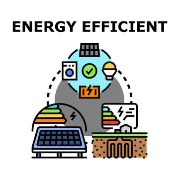 Energy efficient solutions for sustainability and ecology Stock Illustration