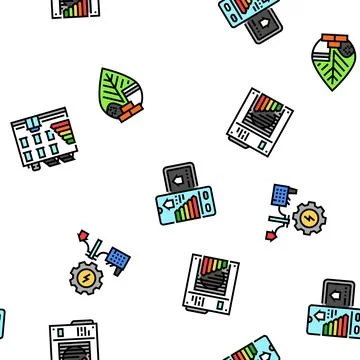 Energy efficient technology green seamless pattern vector Illustrazione stock