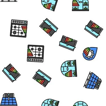 Energy efficient technology green seamless pattern vector Stock Illustration