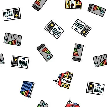 Energy efficient technology green seamless pattern vector Stockillustratie