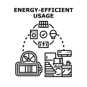Energy efficient usage concept with modern appliances Stock Illustration