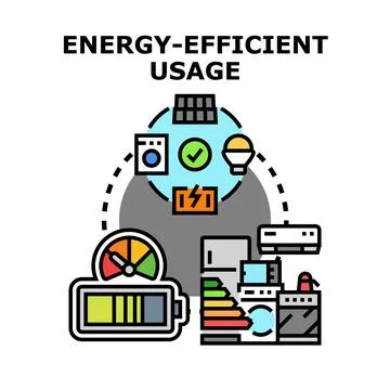 Energy efficient usage concept with modern appliances Stock Illustration