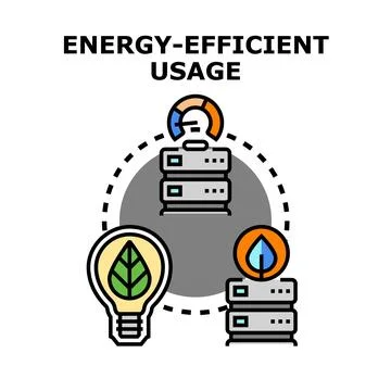 Energy efficient usage concept with modern data servers Stock Illustration