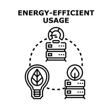Energy efficient usage concept with modern data servers Stock Illustration