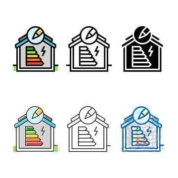 Energy efficient variants building design color icon vector Ilustración de archivo