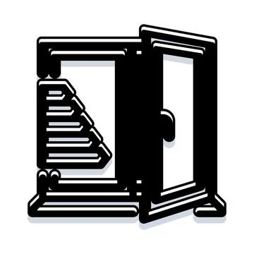 Energy efficient window with open blinds icon Ilustración de archivo