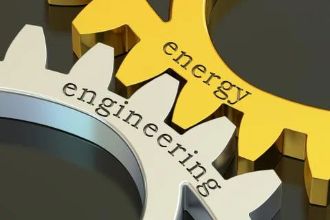 Energy Engineering concept on the gearwheels, 3D rendering Stock Illustration