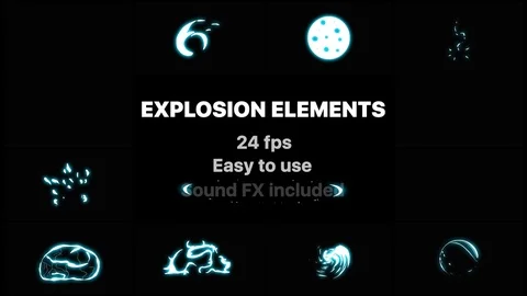 Energy Explosion Elements After Effects stock