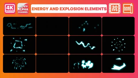 Energy &amp; Explosion Elements Pack Stock Footage 130713268