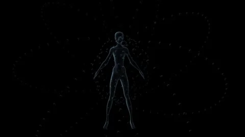 Energy field illustration 3d render man woman inside x-ray Video stock 309541957