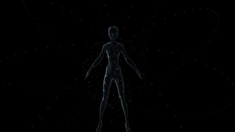 Energy field illustration 3d render man woman inside x-ray Stock Footage 309541959