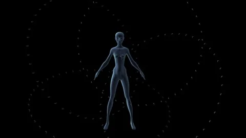 Energy field illustration 3d render man woman inside x-ray Stock Footage 309541961