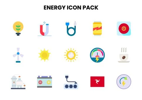 Energy Flat Collection Icons Pack Ilustración de archivo