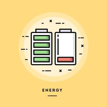 Energy, flat design thin line banner, vector illustration Stock Illustration