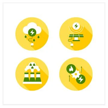 Energy flat icons set Stock Illustration