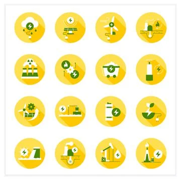 Energy flat icons set Stock Illustration