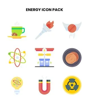 Energy Flat Set Icons Pack Stock Illustration