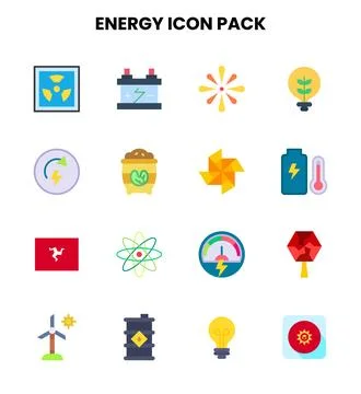 Energy Flat UI Icons Pack Stock Illustration