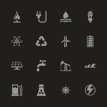 Energy - Flat Vector Icons Stock Illustration