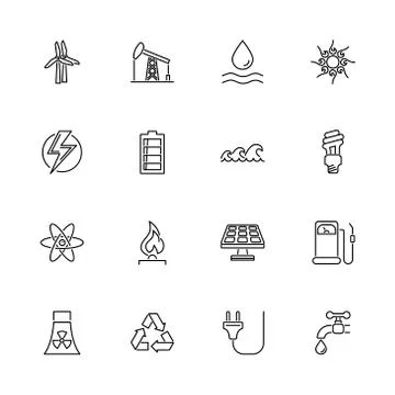 Energy - Flat Vector Icons Stock Illustration