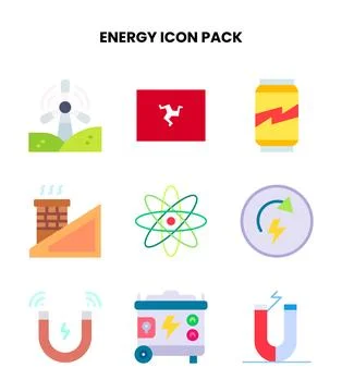 Energy Flat Vector Icons Pack Stock Illustration