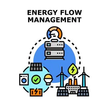 Energy flow management controlling smart grid system connection Stock Illustration