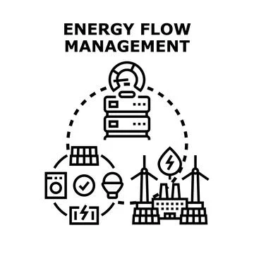 Energy flow management controlling smart grid system connection Stock Illustration