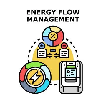 Energy flow management optimizing smart grid distribution Stock Illustration
