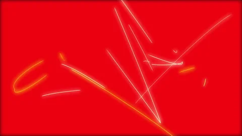 Energy FlowDynamic glowing yellow light streaks dancing on a red background Vídeos de archivo 336796688