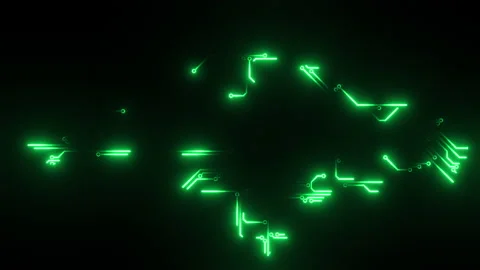 Energy flowing through Circuits. Visualization of modern computer technology Stock Footage 149585143