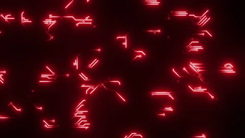 Energy flowing through Circuits. Visualization of modern computer technology Vídeo Stock 149587230